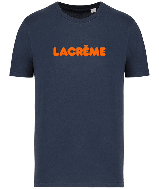 Camiseta navy con la marca LACRÈME en naranja